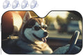 Windshield Sun Shade Funny Driving Husky Dog Car Front Window Sunshade Cover for Truck SUV Blocks UV Rays Automotive Visor Interior Protector 55 x 30 inch