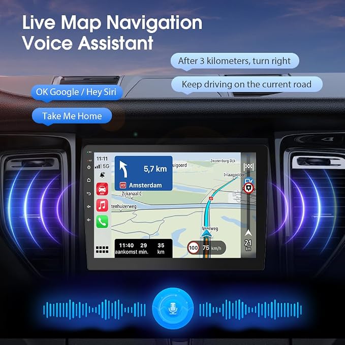 10.1 Inch Carplay Screen for Car,8 cores Radio Screen with Wireless CarPlay and Android Auto,Car Stereo with Mirror Link,Double Din Autoradio with Backup Camera,FM,Aux Input Car Audio