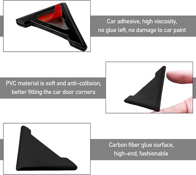 4 PCS Car Side Door Edge Guards, Anti-Collision Auto Side Door Edge Scratch Gaurd Corner Cover Sticker, Anti-Scratch Door Guard Corner Decor Bumper Trim for Car Truck SUV (Black)
