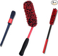 Angled Wheel Brush Kit 3 Pack- Angled Microfiber Wheel Brush, Wheel Barrel Brush, Detailing Brush Scratch Free Calipers Wool Spoke Brush Cleans Brake Dust from Barrels& Hard to Reach Areas