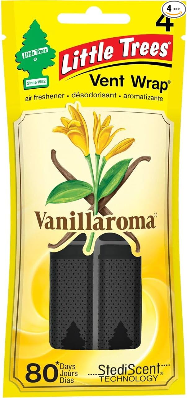 Car Air Freshener Vent Wrap Provides Long-Lasting Scent, Invisibly Fresh. Vanillaroma, 16 count, 4-Packs