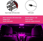 Car LED Strip Light, 24 LEDs RGB Neon Interior Atmosphere Lights, 12V Under Dash Ambient Night Light, USB Port Auto Interior Decorative Lamp, Universal Car Accessories (Pink Purple)
