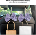 2 Pack Car Seat Headrest Hook, Auto Seat Hook Hangers Storage Organizer Interior Accessories for Handbag Clothes Coats Grocery Bags (Light purple)