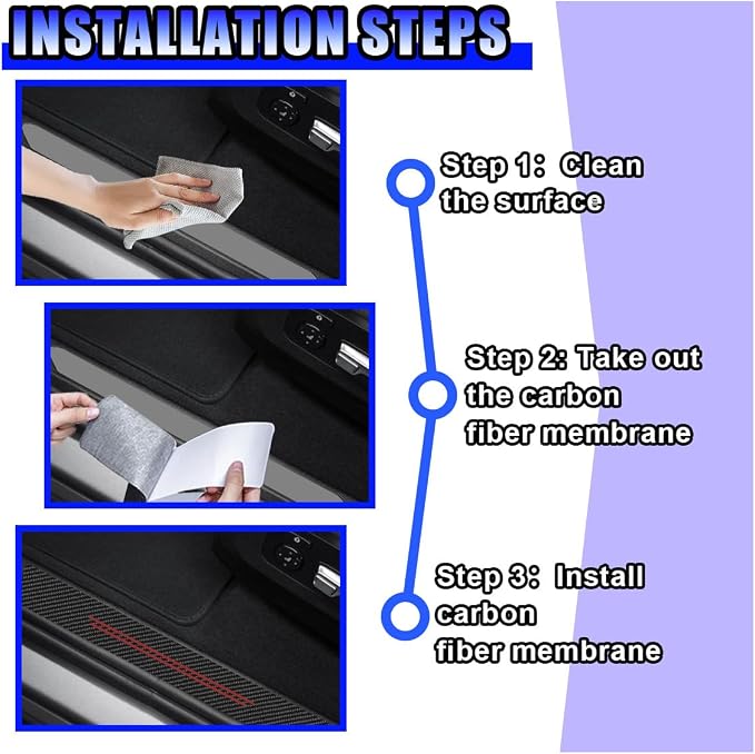 Car Door Sill Protector, Anti-Scratch Automotive Doors Threshold Strip Sticker, Waterproof Auto Door Entry Edge Guard, Carbon Fiber Decoration Trim Cover for Car, SUV, Truck (Red-4PCS)