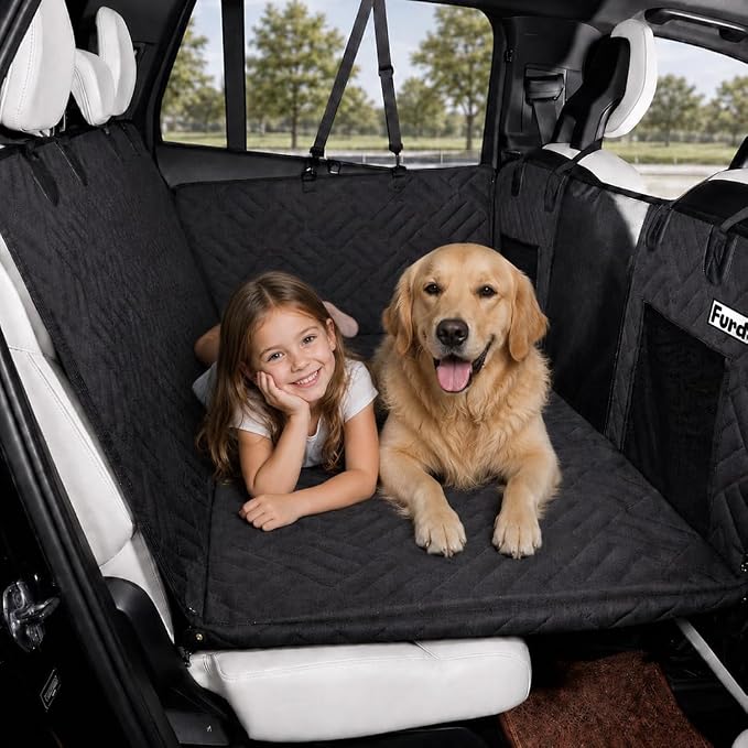 Back Seat Extender for Dogs – Hard Bottom Seat Cover for Dogs, Dog Hammock, Back Seat Pet Cover, Back Seat for Car/SUV/Small Trucks