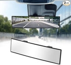 12 Inch Chrome Coat Anti-glare Wide Angle Rear View Mirror 2 Pack | Convex Panoramic Clip-on HD Rearview Mirror Universal Car Interior Accessories Mirrors for Car SUV Truck to Reduce Blind Spot