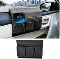 Car Window Side Storage Box, Multifunctional Leather Vehicle Side Door Armrest Pad Organizer with Pockets, Auto Window Arm Elbow Rest Storage Bag, Universal for SUV Van Truck (Black)