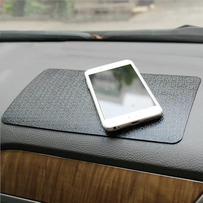 Car Dashboard Anti-Slip Rubber Pad, 10.6 x 5.9 Universal Non-Slip Car Magic Dashboard Sticky Adhesive Mat for Phones Sunglasses Keys Electronic Devices and More Use (Black/Car Texture)