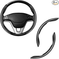 2pcs Carbon Fiber Anti-Skid Steering Wheel Cover, Waterproof & Segmented Butterfly Design, Universal 99% Vehicle Wheel Cover Protector, Car Interior Accessories (Black-2pcs)