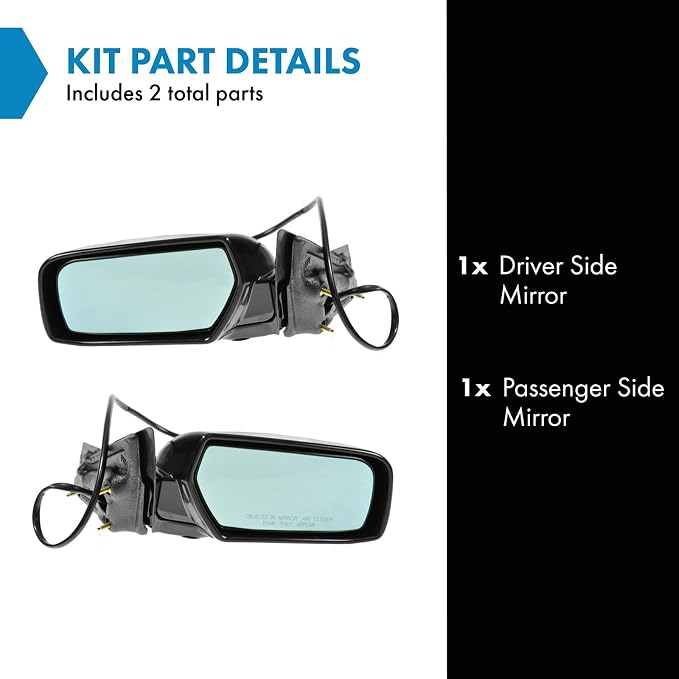 2 Piece Driver and Passenger Side Mirror Assembly Set Electric Adjustment Heated Memory Black Compatible with 2003-2007 Cadillac CTS GM1320357 GM1321357