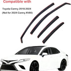 in-Channel Extra Durable Window Rain Guards Compatible with 2018 2019 2020 2021 2022 2023 2024 Toyota Camry, Window Deflectors Wind Shield Vent Visors Vent Shades, Car Accessiories 4-PCS