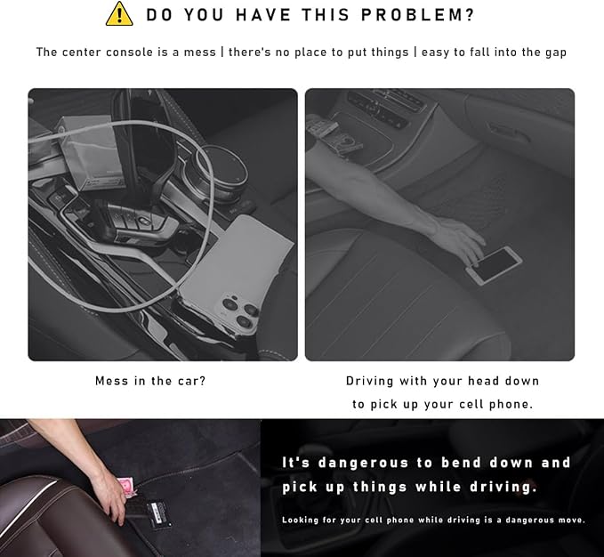 Car Seat Gap Filler with Cup Holder Expander, Automotive Front Seat Storage with Cup Holder, Console Seat Gap Filler Storage Box for Mug Bottle Keys, Car Accessories (Driver Side)