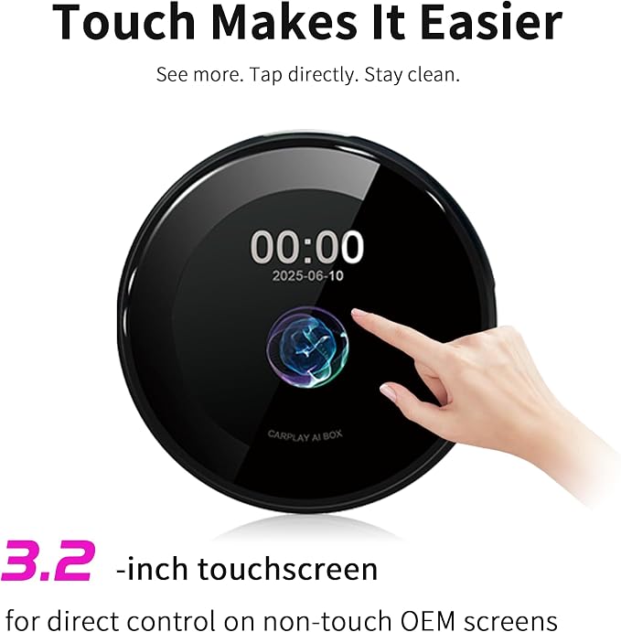 3.2 Inch Screen CarPlay AI Box, Wireless Adapter for Factory Wired or Wireless CarPlay Cars, Magic Streaming Video Box with Netflix YouTube TikTok, Android Auto, TF Card, Plug and Play