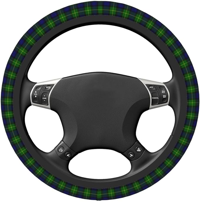 Thickened Elastic Steering Wheel Cover, Gordon Tartan Blue Green Plaid Ultra, Soft, Breathable, Fit for Cars, SUVs, Trucks, Stylish Comfortable Grip