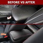 Car Armrest Storage Box Mat, Fiber Leather Car Center Console Cover, Car Armrest Seat Box Cover Accessories Interior Protection for Most Vehicle, SUV, Truck, Car (Black/Pink)