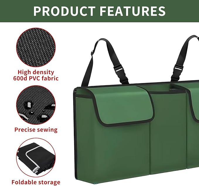 Car Trunk Organizer, Backseat Hanging Large Storage with Adjustable Straps,Waterproof PVC Collapsible Cargo Bag, Car Interior Accessories for Auto SUV MPV (Green)