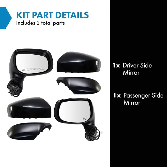 Driver and Passenger Side Power Heated Mirror Set Smooth Black Manual Folding Compatible with 2018-2023 Subaru Crosstrek SU1320183 SU1321183