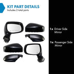 Driver and Passenger Side Power Heated Mirror Set Smooth Black Manual Folding Compatible with 2018-2023 Subaru Crosstrek SU1320183 SU1321183