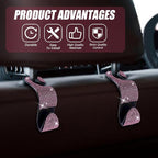 2 Pack Car Hooks, Bling Rhinestones Crystal Hooks, Auto Seat Back Organizers, Car Decorations Backseat Hanger, Car Seat Hooks Perfect for Holding Handbags, Clothes, Purses and Water Bottles