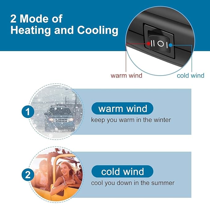 12v Car Heater, Portable Car Heater and Defroster with Dual Modes, Car Heaters that Plug into Cigarette Lighter for Fast Defrosting and Demisting Windshield