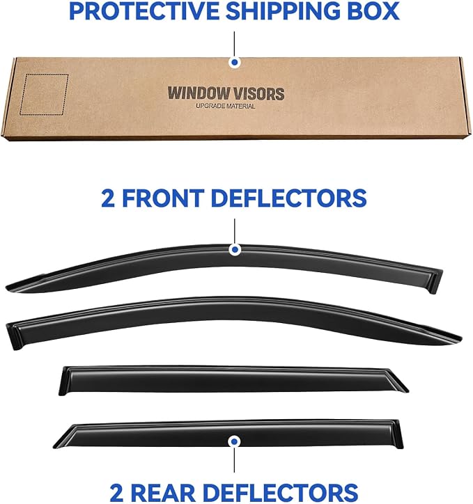 Window Visors Rain Guards for 2016 2017 2018 2019 2020 2021 Hyundai Tucson, Out-Channel Window Vent Wind Deflectors Visors Shades for 16 17 18 19 20 21 Tucson