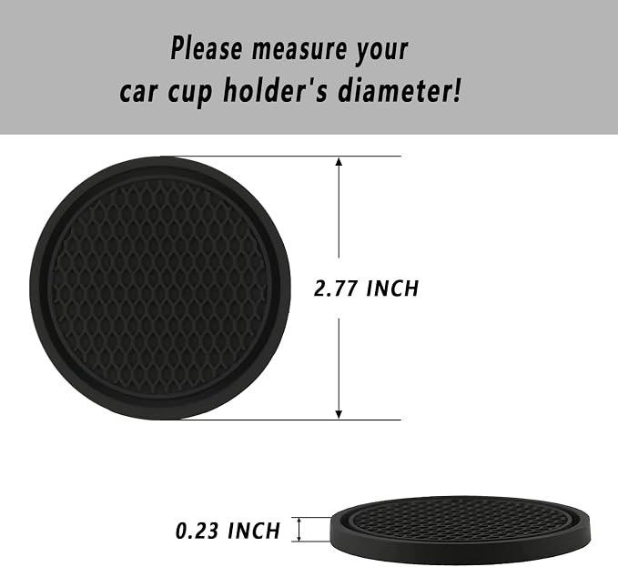 Car Cup Coaster, 4PCS Universal Auto Non-Slip Cup Holder Embedded in Ornaments Silicone Coaster, Car Interior Accessories Sets, Black