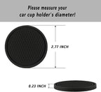 Car Cup Coaster, 4PCS Universal Auto Non-Slip Cup Holder Embedded in Ornaments Silicone Coaster, Car Interior Accessories Sets, Black