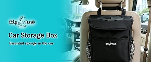 Car Trash Can with Odor-Trapping Lid & 100% Leakproof Liner, Multipurpose Hanging Organizer for SUV & Truck, Keep Vehicles Clean on Family Road Trips