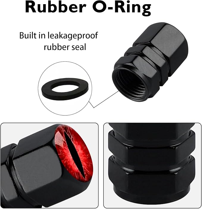 4Pack Beast Eyes Tire Valve Caps Universal Tire Air Cap Valves Stem Covers | Aluminum Alloy Rust-Proof Valve Stem Caps,for Auto SUV Truck Motorcycle Bicycle,Red Eyes Gifts for Women Mom Driver