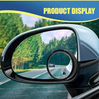 Craedli 2PCS 2" Round Blind Spot Car Mirrors, HD Glass Convex Mirror with Frame, 360° Adjustable Automotive Rearview Mirror, Self-Adhesive Wide Angle Mirrors for Car, SUV, Truck (Black)