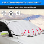 Car Windshield Snow Cover with 4 Layers Windproof Protection Defense Frost Sunlight, All Weather Winter & Summer Front Window Automotive Covers Sun & Snow-Shade for Most Cars Trucks Vans and SUVs