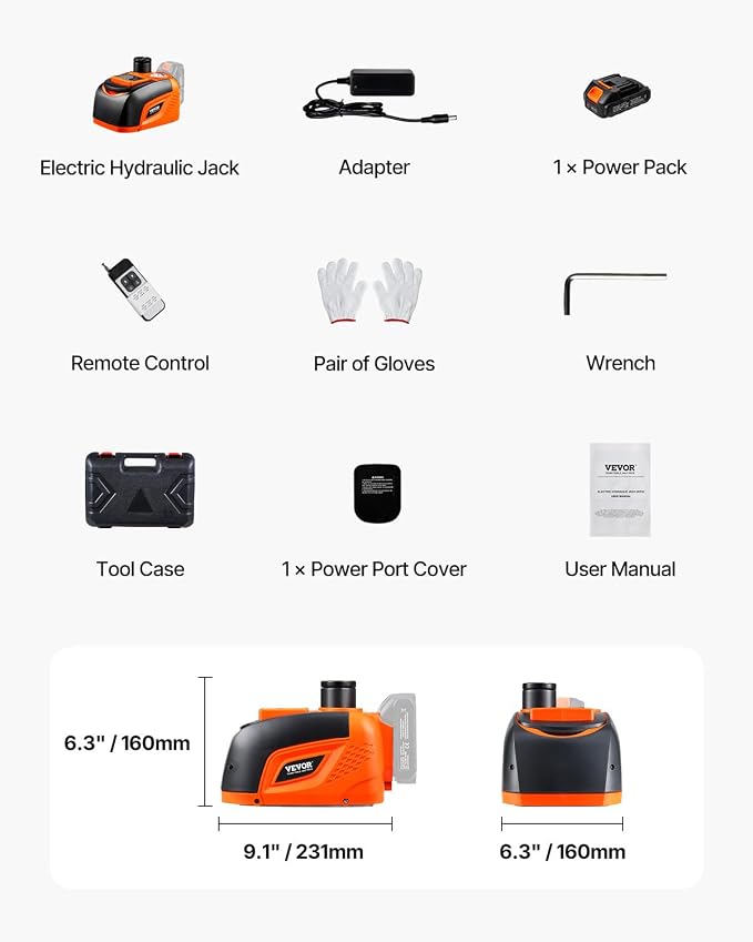 Electric Car Jack Wireless 5 Tons, Cordless Remote Control Hydraulic Electric Jack, LED Light Hydraulic Repair Tool, 135-360mm Lifting Range for SUV MPV Sedan Truck Repair