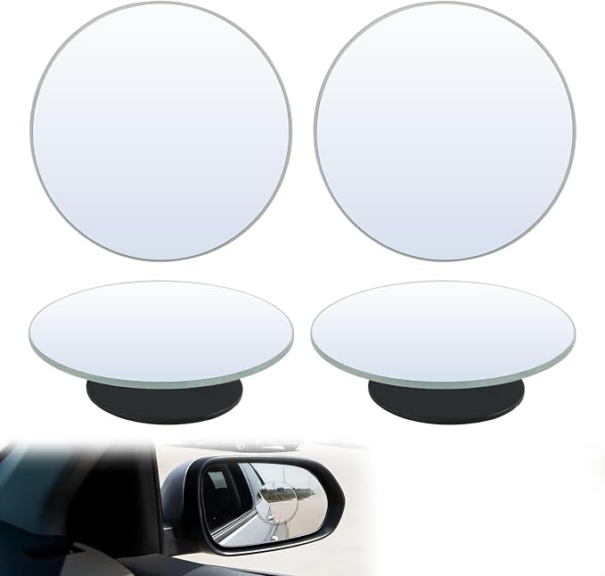 2 Pairs Blind Spot Mirrors for Cars, 2" HD Glass Frameless Convex Rear View Mirrors with 360° Adjustable Swivel Mount, Wide Angle Stick-On Mirror for Car SUV Truck Safety Driving Exterior Accessories