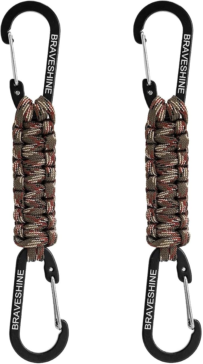 Paracord Keychain Carabiner Clip, D Ring Lanyard Hanger Stroller Hook for Water Bottle, Key, Backpacks, Men, Women