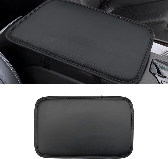 Leather Center Console Cushion Pad, 11.4"x7.4" Waterproof Armrest Seat Box Cover Fit for Most Cars, Vehicles, SUVs, Comfort, Car Interior Protection Accessories (Black/Skin)