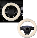 Fuzzy Steering Wheel Cover, 15 inch Soft Wool Fur Steering Wheel Protector, Fluffy Wheel Covers for Winter Warm, Car Interior Decoration Accessories for Women Men (Beige)