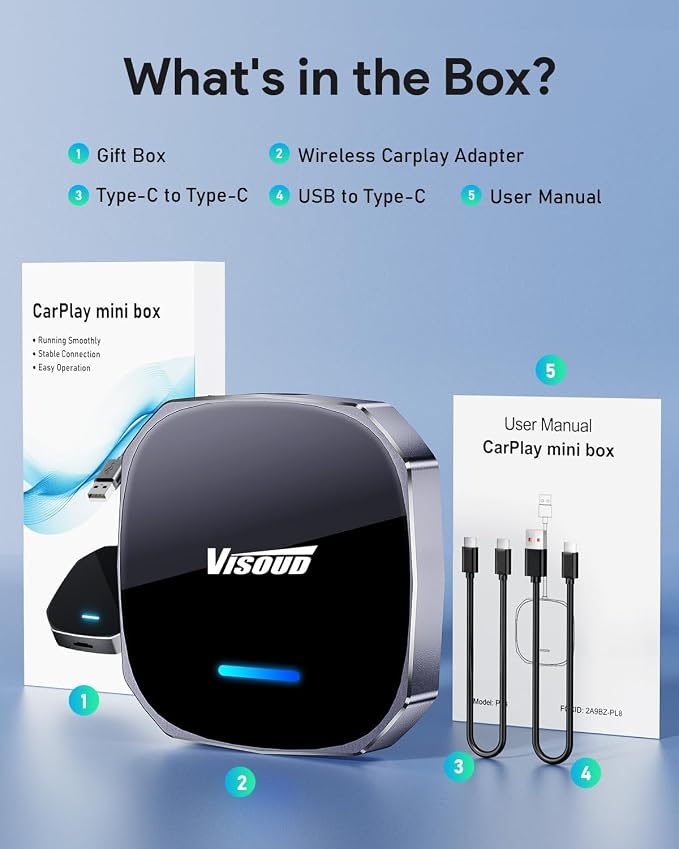 Wireless CarPlay Adapter Support Net-Flix & YouTube, 3s Fast Auto-Connect Magic AI Box, 5.8GHz WiFi Zero Delay Car Play Wireless Adapter, USB-C/USB-A, Plug & Play for Apple iPhone & Android Auto