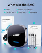 Wireless CarPlay Adapter Support Net-Flix & YouTube, 3s Fast Auto-Connect Magic AI Box, 5.8GHz WiFi Zero Delay Car Play Wireless Adapter, USB-C/USB-A, Plug & Play for Apple iPhone & Android Auto