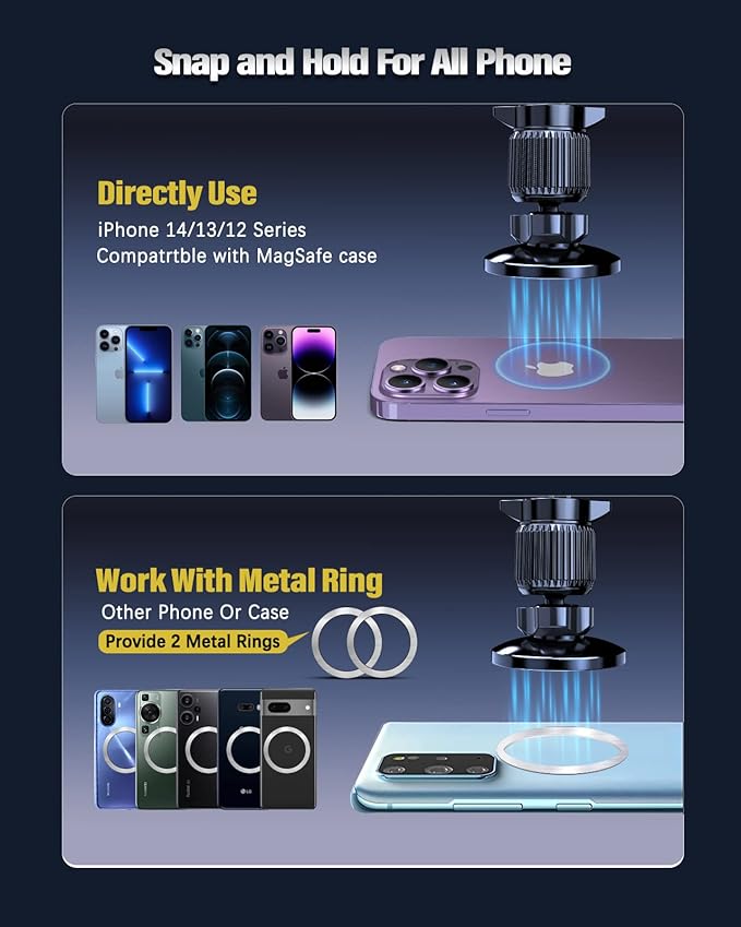 Magnetic Car Mount Charger 15W Magnetic Wireless Car Charger for iPhone 17 Accessories Magnetic Phone Holder for Car 3 in 1 Magnetic Car Mount for iPhone17Pro/16/15/14/13/12 Series Gifts for Men Women
