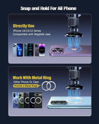 Magnetic Car Mount Charger 15W Magnetic Wireless Car Charger for iPhone 17 Accessories Magnetic Phone Holder for Car 3 in 1 Magnetic Car Mount for iPhone17Pro/16/15/14/13/12 Series Gifts for Men Women