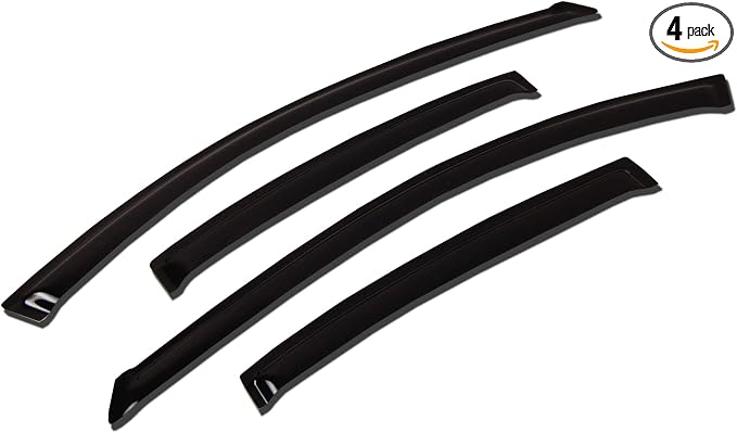 WV-476 Outside Mount Window Visor Deflector Rain Guard Dark Smoke 4-pc Set, Compatible with 1992-1996 Mitsubishi Mirage Sedan