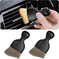 2PCS Car Interior Detailing Brush with Dust Cover, Auto Soft Hair Cleaning Brushes, Scratch Free Curved Dirt Collectors, for Vehicle Dashboard Air Conditioner Vents Leather Computer (Grey/2PCS)