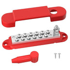 Bus Bar 12V 150A Power Distribution Block 1/4" Stud & 12 x #8 Terminal Screws 12 Volt Positive Battery Marine Bus Bar for Solar Battery Wiring, Marine, Boat and Automotive