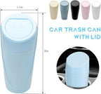 Car Trash Can Bin with Lid, Leakproof Auto Cup Holder Garbage Bin Multipurpose Storage Organizer, Mini Portable Dustbin Side Door Garbage Can for Vehicle Home Office (Light Blue)