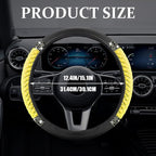 Bling Soft Leather Steering Wheel Cover, Steering Wheel Protector, 15 Inch Rhinestones Car Elastic Protector with Crystal Diamond for Women Girls, Car Accessory for Vehicles (Yellow)