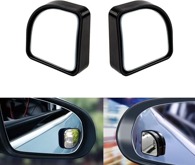 x Blind Spot Mirror, 2'' Black Fan HD Glass Convex Adjustable Wide Angle Rear View Mirror,Universal For Car SUVs Truck Motorcycle (2pcs)