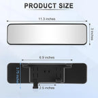 Rear View Mirror, Universal 11.3'' (287mm), Wide Angle Panoramic Convex Rearview Mirror, Clip-on to Original to Eliminate Blind Spot for Cars SUV Trucks
