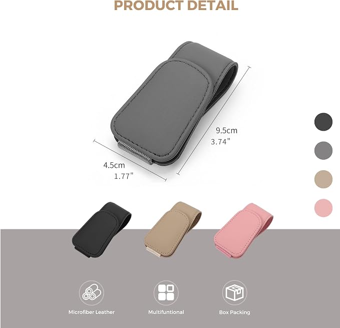 Magnetic Leather Sunglass Holder, Eyeglass Hanger Clip for Car Sun Visor, Suitable for Different Size Eyeglasses(Pink, 1 Pack)