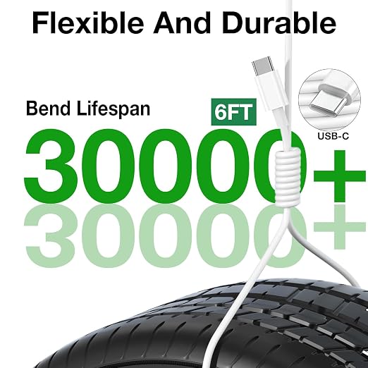 2-Pack [6ft+6ft] Car Carplay Cable for iPhone 17/Air/16/16 e/15 Pro Max Plus,USB A to Type C Cable Cord for Carplay, iPad Charging Wire Type-C Car Charger Cord