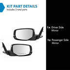 2 Piece Driver and Passenger Side Mirror Assembly Set Electric Adjustment Heated No Memory Black Compatible with 2013-2014 Honda Accord Coupe EX EX-L HO1320274 HO1320279 HO1321274